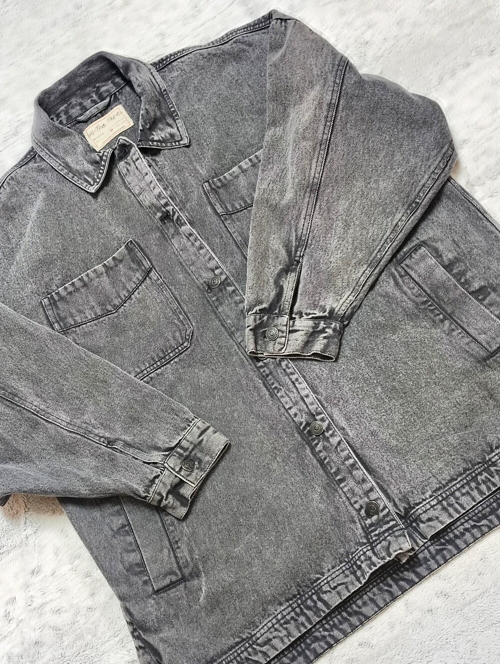 Free People We The Free Madison City Denim Jacket Women's Medium Washed Black - Picture 9 of 11